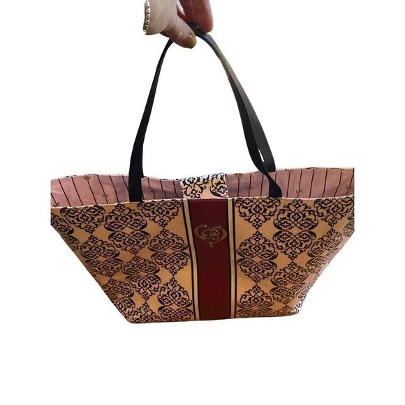 Brighton My Sweet Valentine Pink Black & Burgundy Coated Canvas Tote - Picture 1 of 8